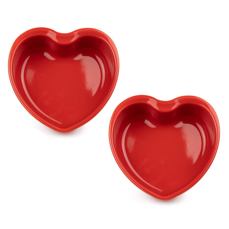 Peugeot 2 heart shaped ceramic oven dishes 11cm