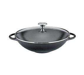 Küchenprofi Gietijzeren wok 30cm met glazen deksel Küchenprofi Gietijzeren wok 30cm met glazen deksel