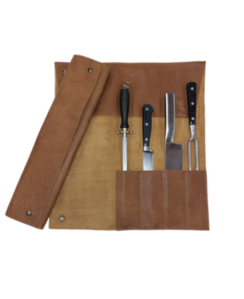 Buffalo leather knife roll for 4 knives Buffalo leather knife roll for 4 knives
