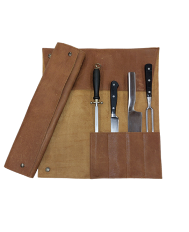 Buffalo leather knife roll for 4 knives Buffalo leather knife roll for 4 knives