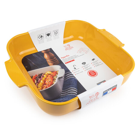 Peugeot Appolia vierkante keramische ovenschaal 36cm Jaune Safran