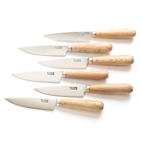 Pallares Solsona 6 RVS tafelmessen / steakmessen 10cm met eikenhouten heft