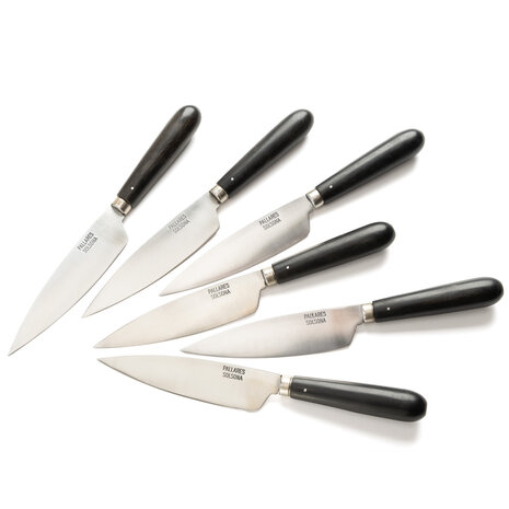 Pallares Solsona 6 carbon steel table knives / steak knives 13cm with ebony handle Pallares Solsona 6 carbon steel table knives / steak knives 13cm with ebony handle