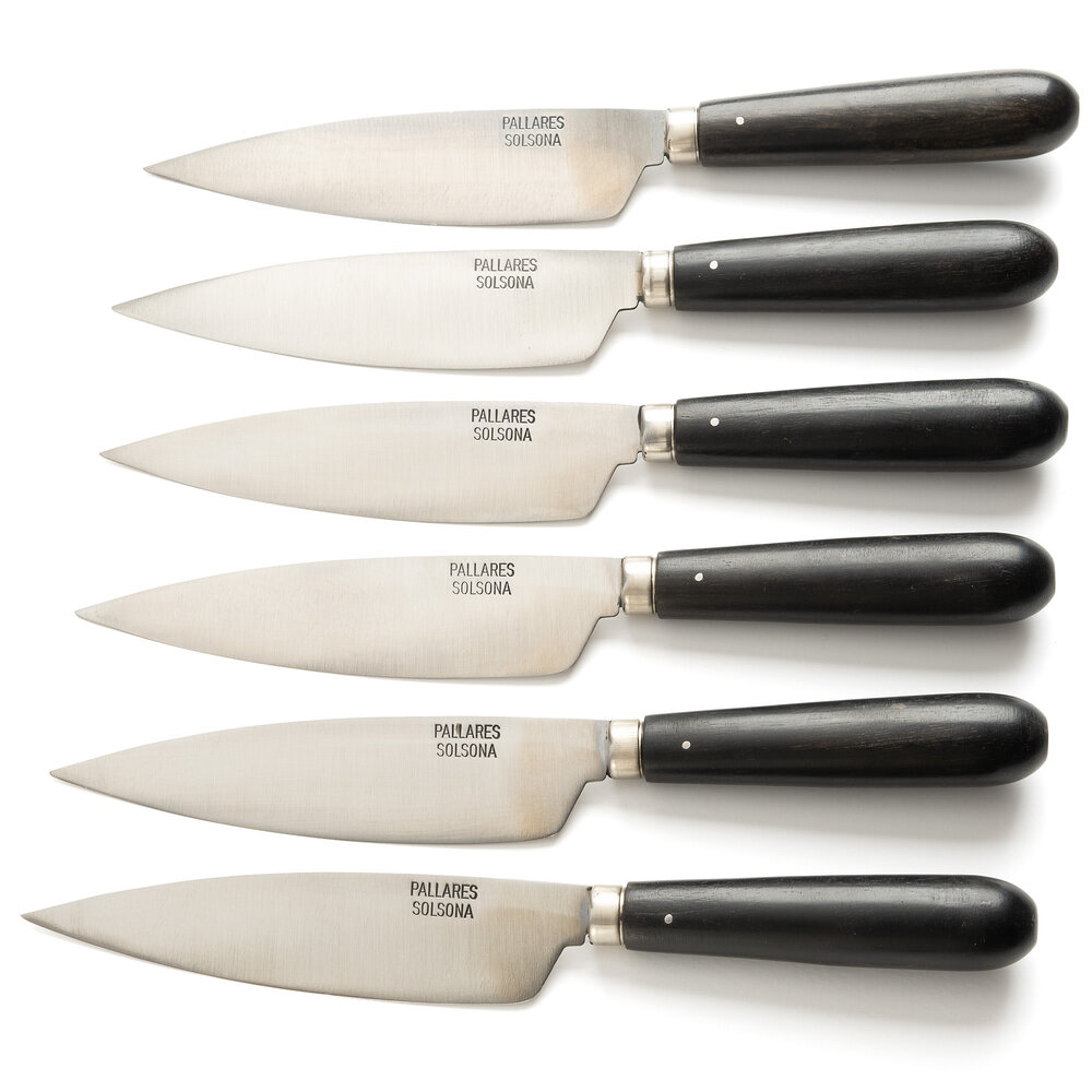 Pallares Solsona 6 carbon steel table knives / steak knives 13cm with ebony handle Pallares Solsona 6 carbon steel table knives / steak knives 13cm with ebony handle