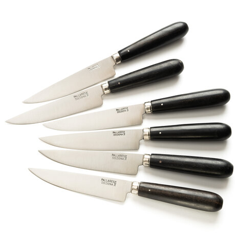 Pallares Solsona 6 RVS tafelmessen / steakmessen 12cm met ebbenhouten heft Pallares Solsona 6 RVS tafelmessen / steakmessen 12cm met ebbenhouten heft