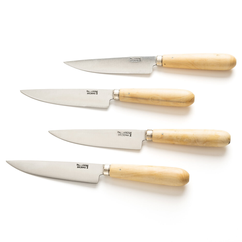 Pallares Solsona 4 RVS tafelmessen / steakmessen 12cm met palmhouten heft