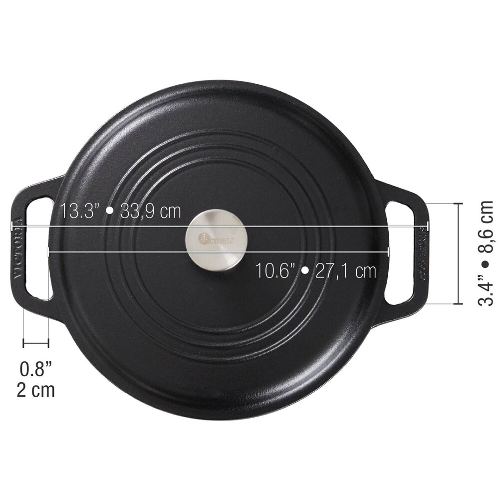 Victoria Geëmailleerde gietijzeren braadpan 26cm 5,7L