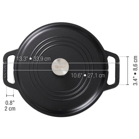 Victoria Geëmailleerde gietijzeren braadpan 26cm 5,7L