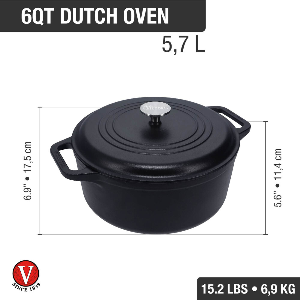 Victoria Geëmailleerde gietijzeren braadpan 26cm 5,7L