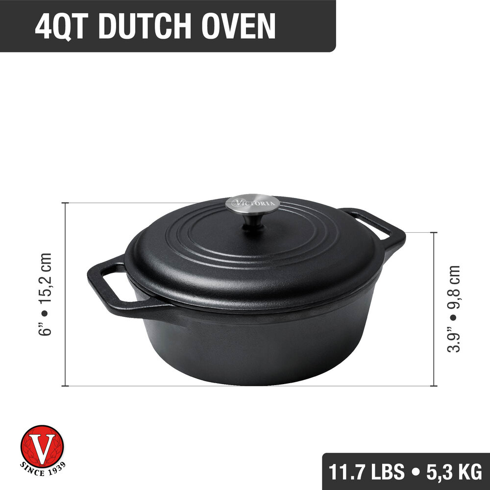 Victoria Geëmailleerde gietijzeren braadpan 24cm 3,8L Victoria Geëmailleerde gietijzeren braadpan 24cm 3,8L