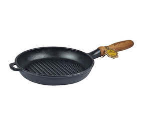 Maysternya Cast iron round grill pan 24cm with wooden handle Maysternya Cast iron round grill pan 24cm with wooden handle