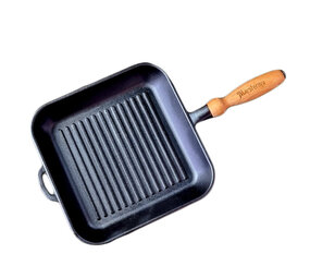Maysternya Gietijzeren vierkante grillpan 28x28cm met houten steel Maysternya Gietijzeren vierkante grillpan 28x28cm met houten steel