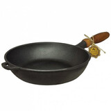 Maysternya Cast iron deep frying pan 28cm with wooden handle