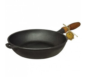 Maysternya Cast iron deep frying pan 28cm with wooden handle Maysternya Cast iron deep frying pan 28cm with wooden handle