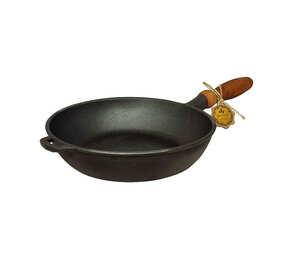 Maysternya Cast iron deep frying pan 24cm with wooden handle Maysternya Cast iron deep frying pan 24cm with wooden handle