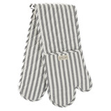 Double oven gloves 100cm grey stripe