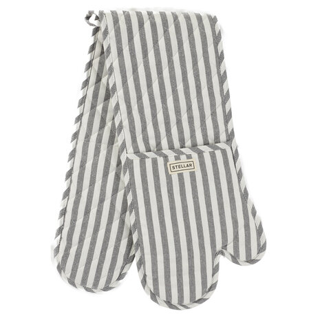 Double oven gloves 100cm grey stripe Double oven gloves 100cm grey stripe