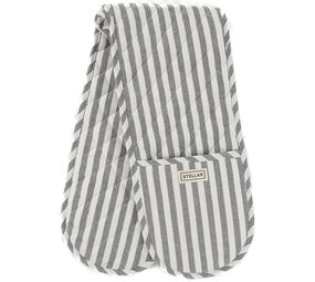 Double oven mitts 100cm grey stripe