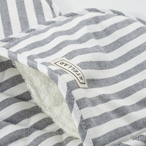 Double oven mitts 100cm grey stripe