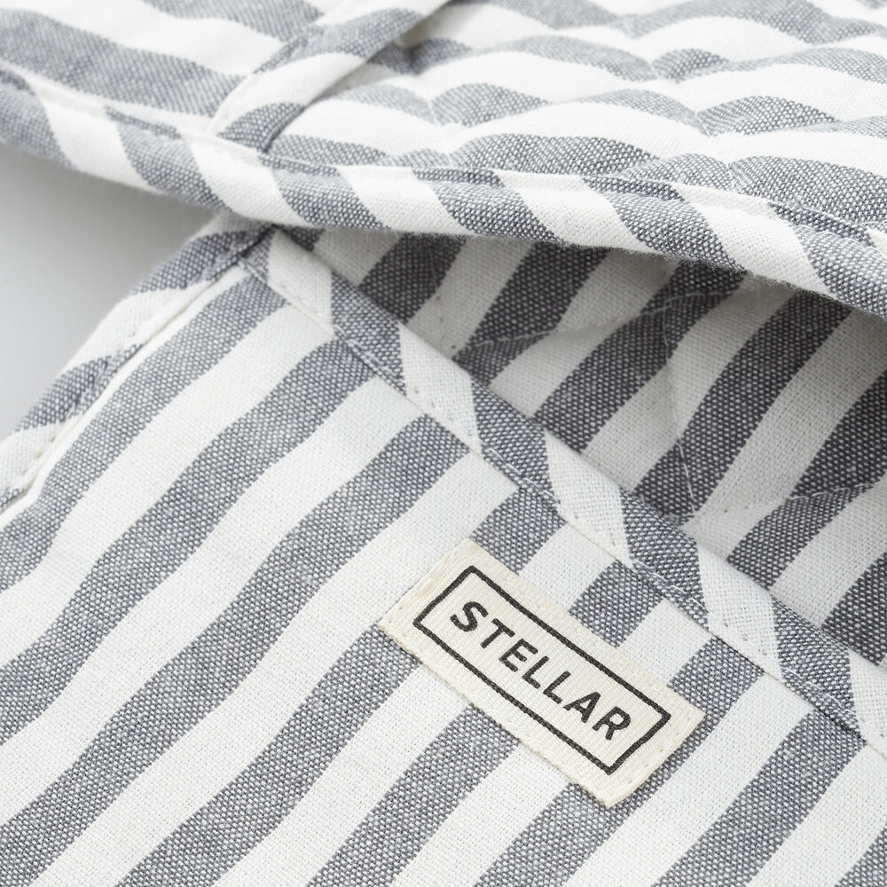 Double oven mitts 100cm grey stripe