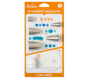 Decora Piping nozzle kit, orange, 7 pieces