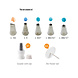 Decora orange piping nozzle kit, 7 pieces, with couplers and flower nails
