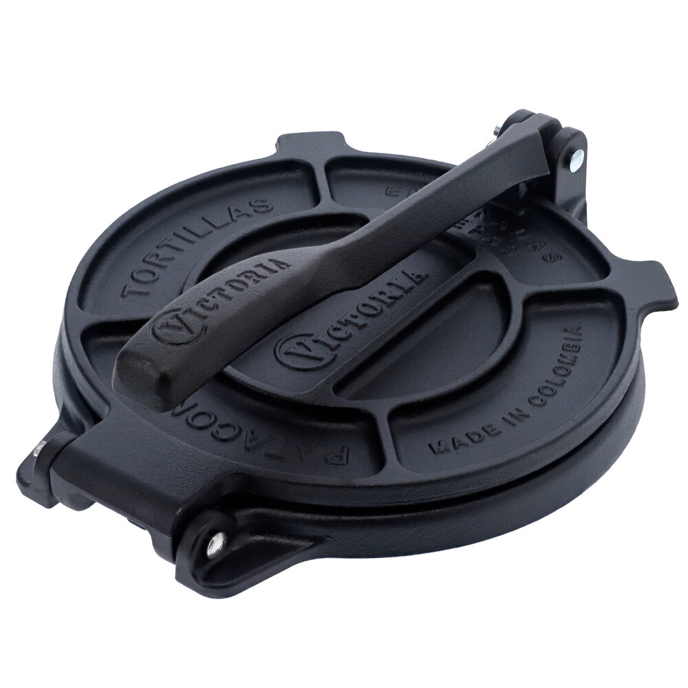 Victoria Cast iron tortilla press and pataconera with reinforced base and lever, 20 cm plates