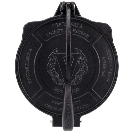 Victoria Cast iron tortilla press and pataconera with reinforced base and lever, 25 cm plates