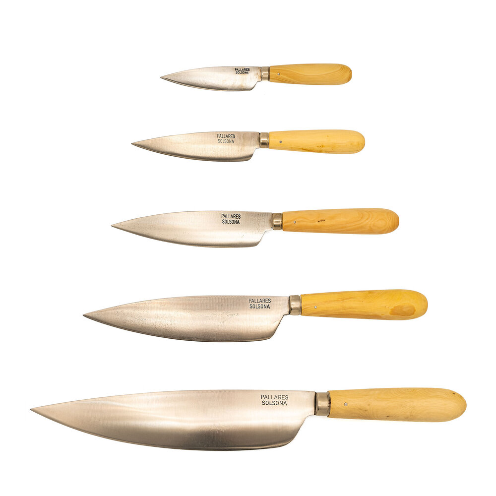 Pallares Solsona 5 carbonstalen messen met palmhouten heften