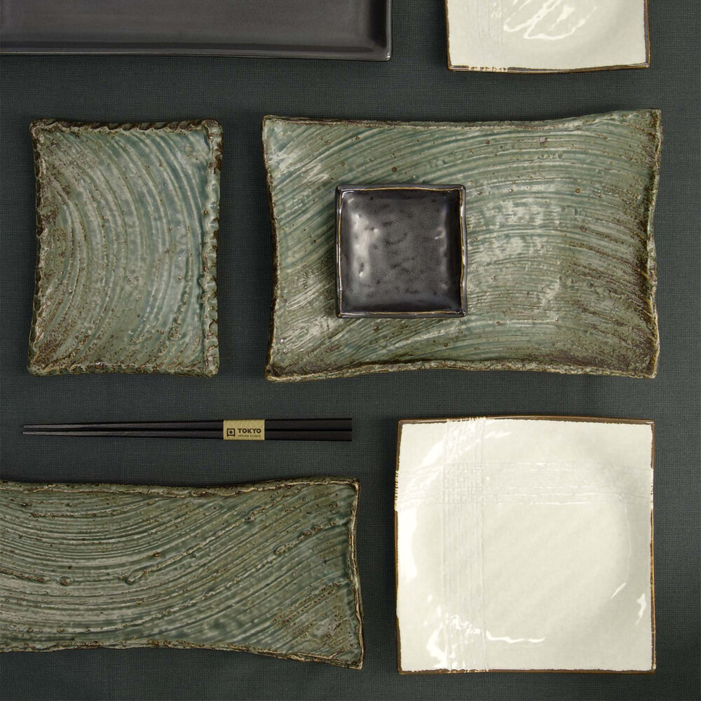 Tokyo Design Studio Mino Craft Rectangular Plate Wabi Uguisu 31x12.5x3cm Tokyo Design Studio Mino Craft Rectangular Plate Wabi Uguisu 31x12.5x3cm