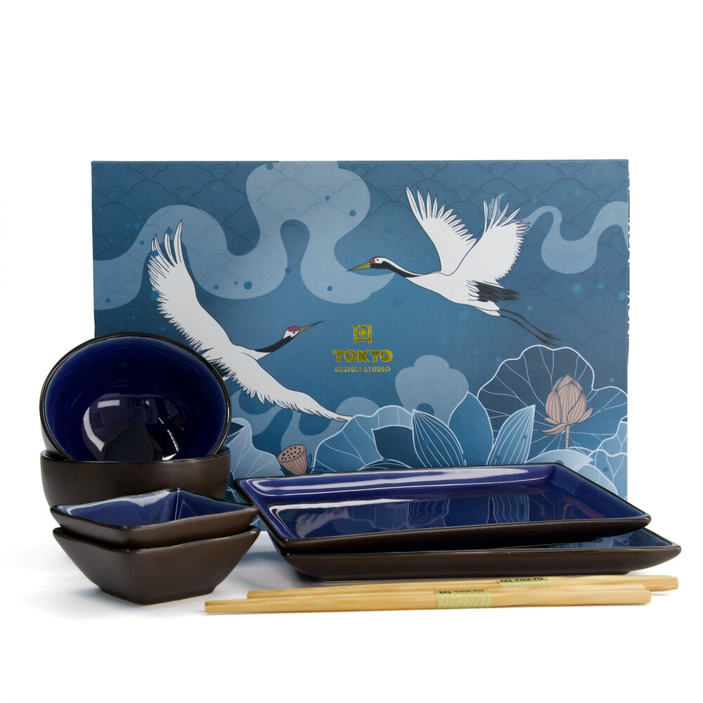 Tokyo Design Studio Glassy Dark Blue Giftset 8-delig Tokyo Design Studio Glassy Dark Blue Giftset 8-delig