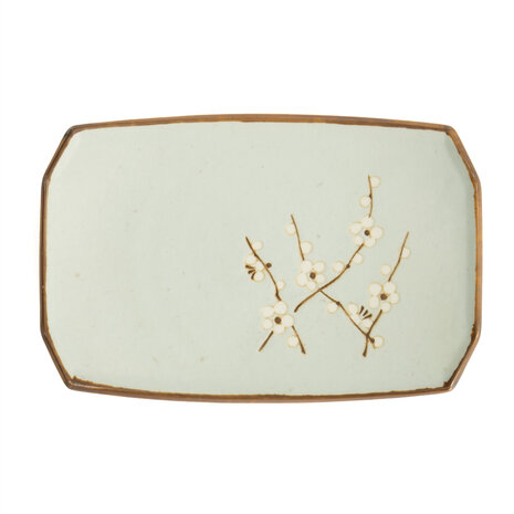 Tokyo Design Studio Green Soshun Oblong Plate 22x14.5x2.3cm Tokyo Design Studio Green Soshun Oblong Plate 22x14.5x2.3cm