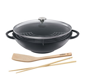 Küchenprofi Cast iron wok 36cm with glass lid