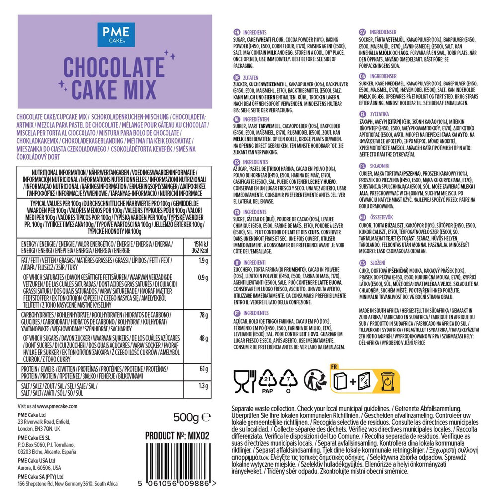 PME Mix for chocolate cake 500g PME Mix for chocolate cake 500g