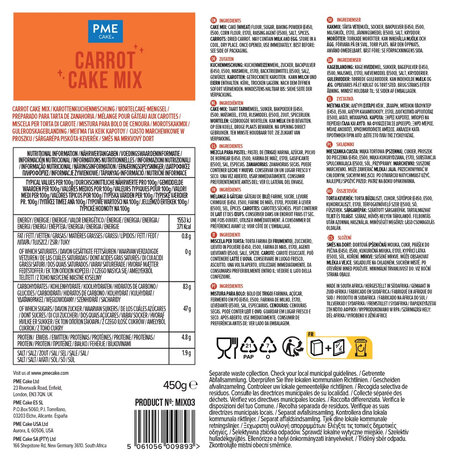 PME Mix voor carrot cake / worteltaart 450g PME Mix voor carrot cake / worteltaart 450g