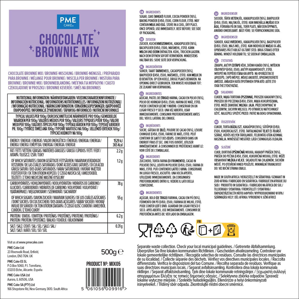 PME Mix for chocolate brownies 500g PME Mix for chocolate brownies 500g
