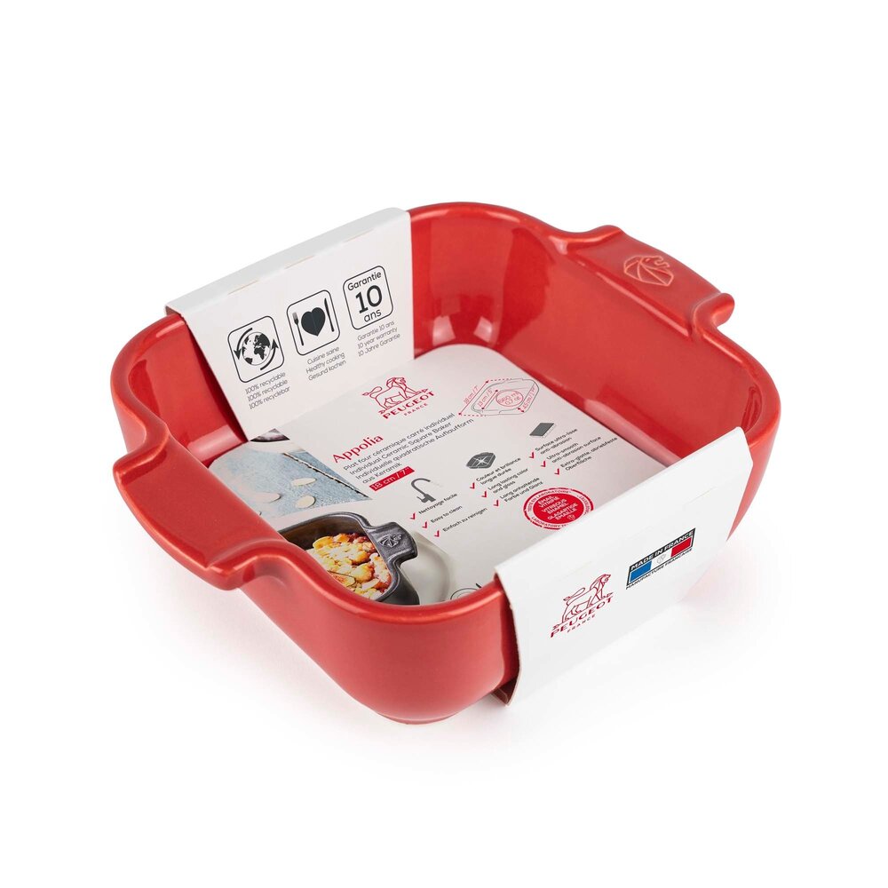 Peugeot Appolia vierkante keramische ovenschaal 18cm Rouge