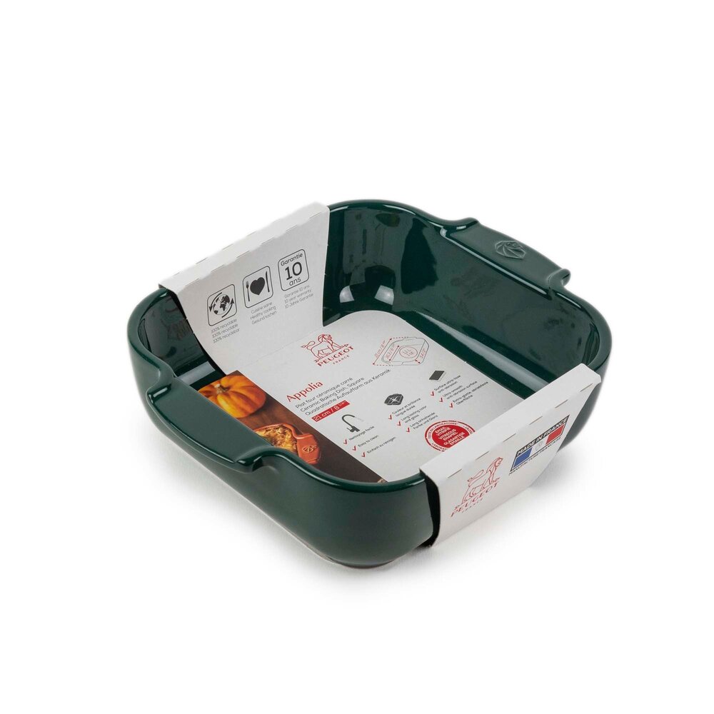 Peugeot Appolia vierkante keramische ovenschaal 21cm Vert Forêt
