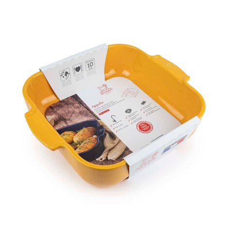 Peugeot Appolia vierkante keramische ovenschaal 28cm Jaune Safran