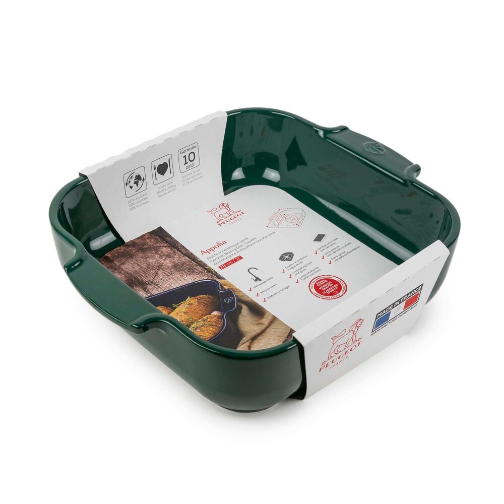 Peugeot Appolia vierkante keramische ovenschaal 28cm Vert Forêt
