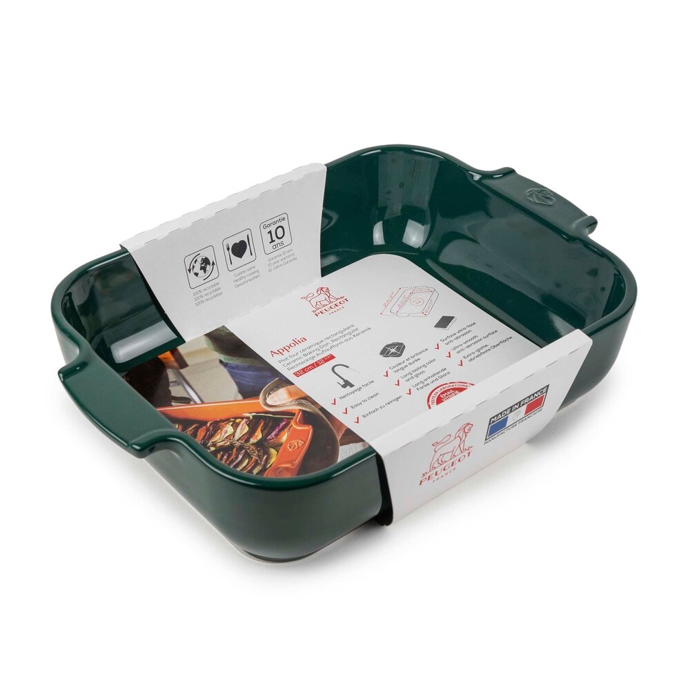 Peugeot Appolia rechthoekige keramische ovenschaal 32cm Vert Forêt
