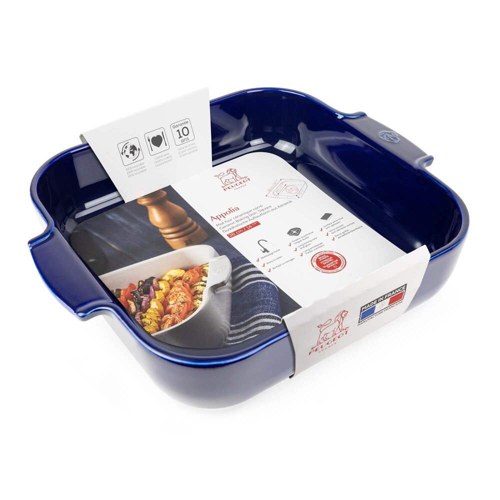 Peugeot Appolia vierkante keramische ovenschaal 36cm Bleu
