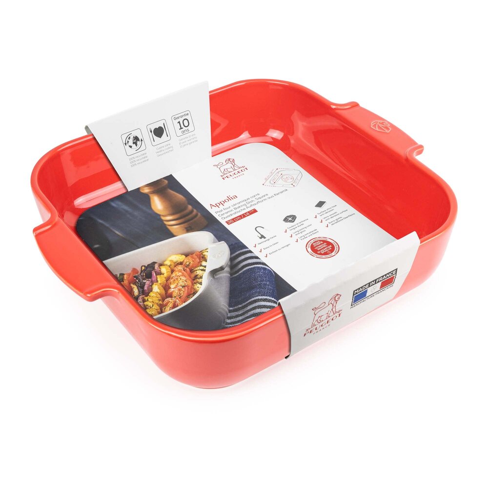 Peugeot Appolia Ceramic square oven pan 36cm Rouge