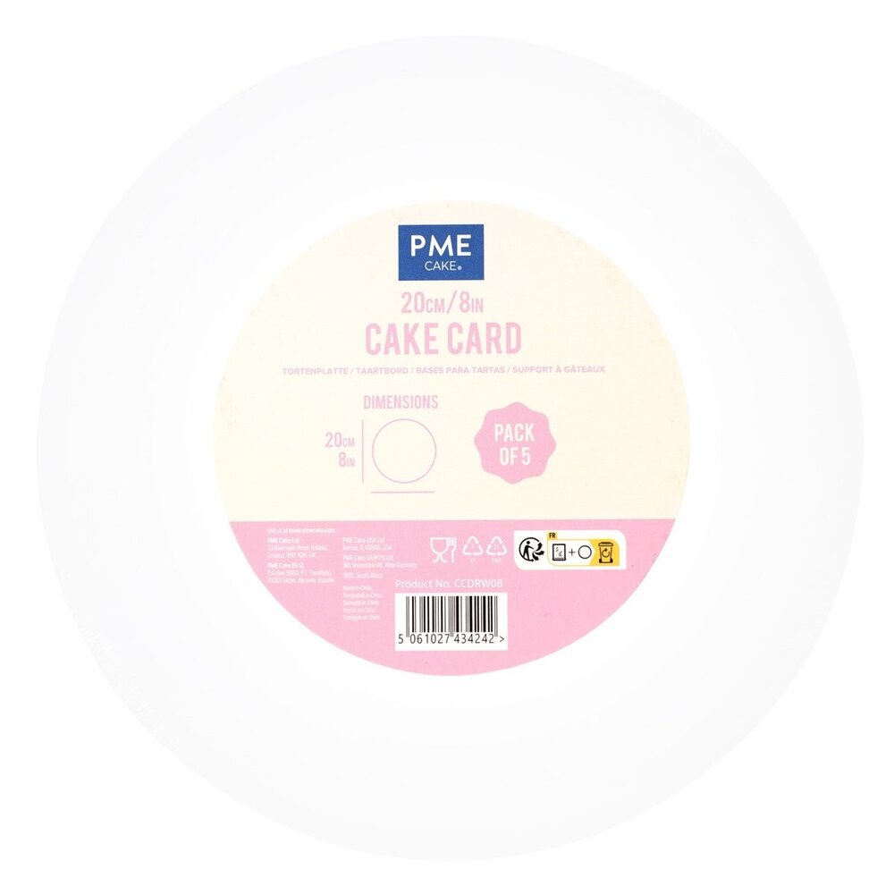 PME 5 cake drums 20cm white, thickness 3mm
