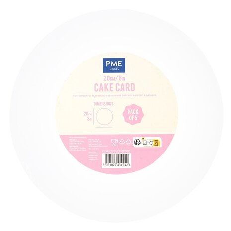 PME 5 cake drums 20cm white, thickness 3mm