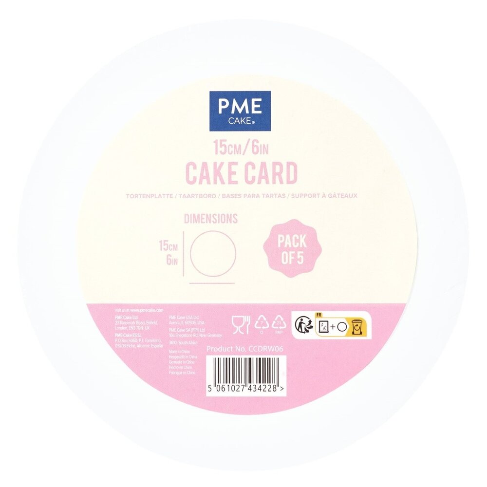 PME 5 cake drums 15cm white, thickness 3mm