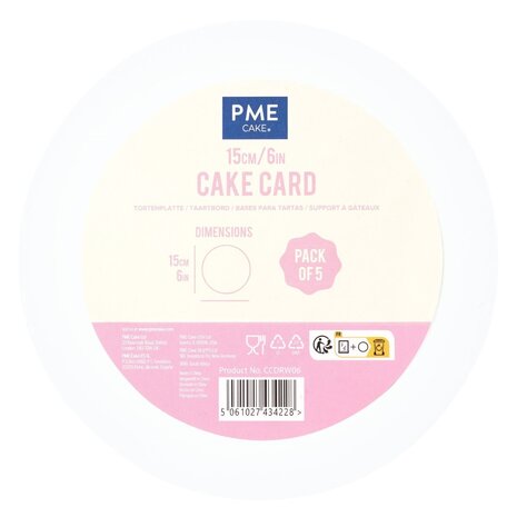 PME 5 cake drums 15cm white, thickness 3mm