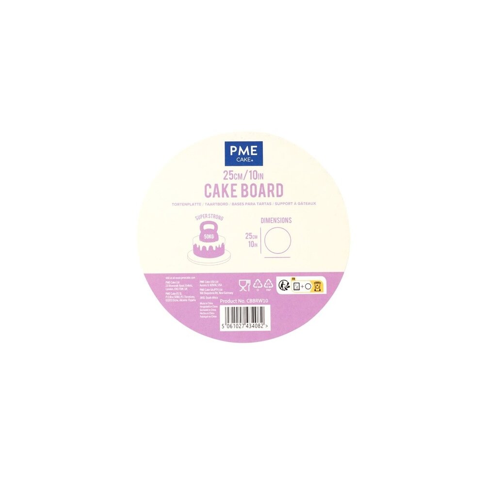 PME Cakedrum 25cm wit 12mm dik