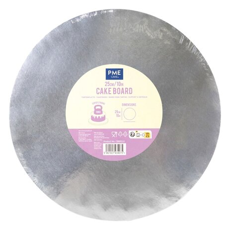 PME Cakedrum 25cm zilver 12mm dik
