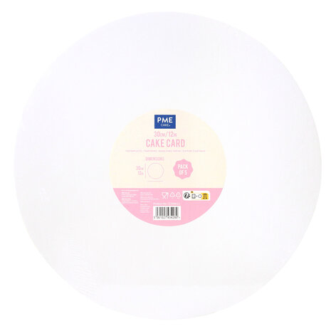 PME 5 cake drums 30cm white, thickness 3mm